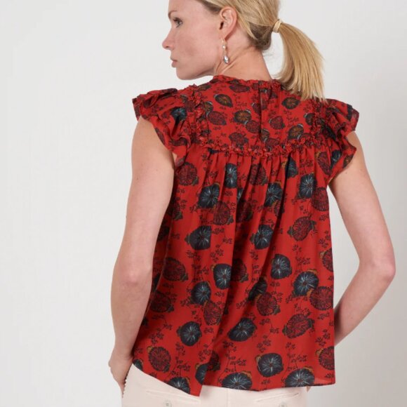 Ulla Johnson Erin Top Red Poppy Floral Size 0 - Picture 2 of 11